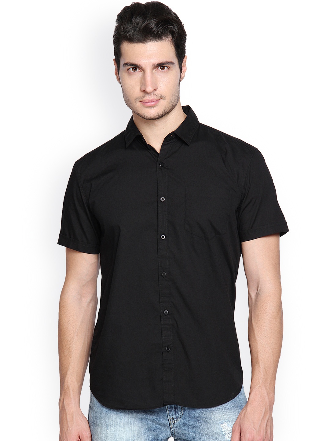 

HIGHLANDER Black Slim Fit Casual Shirt