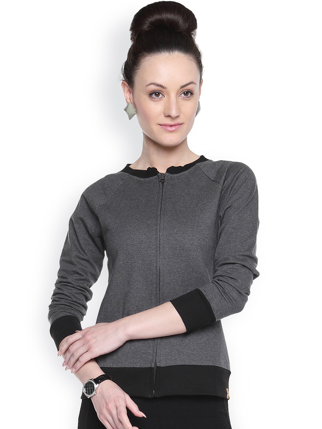 

Campus Sutra Grey Melange Jacket