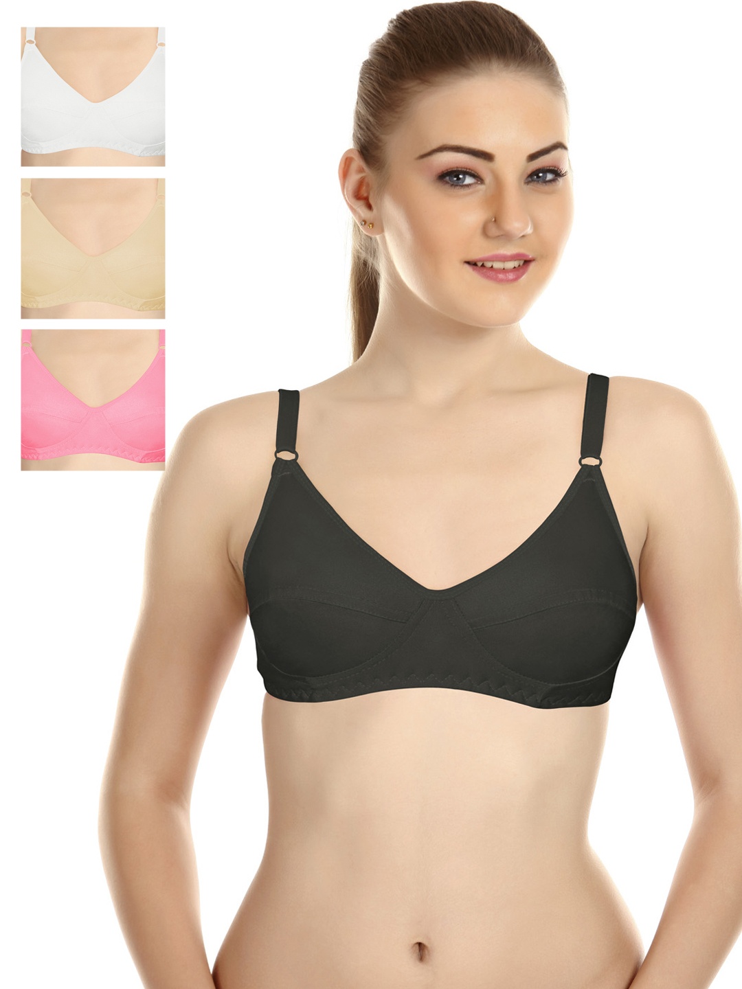 

Souminie Pack of 4 Full-Coverage T-shirt Bras SLY-35, Black
