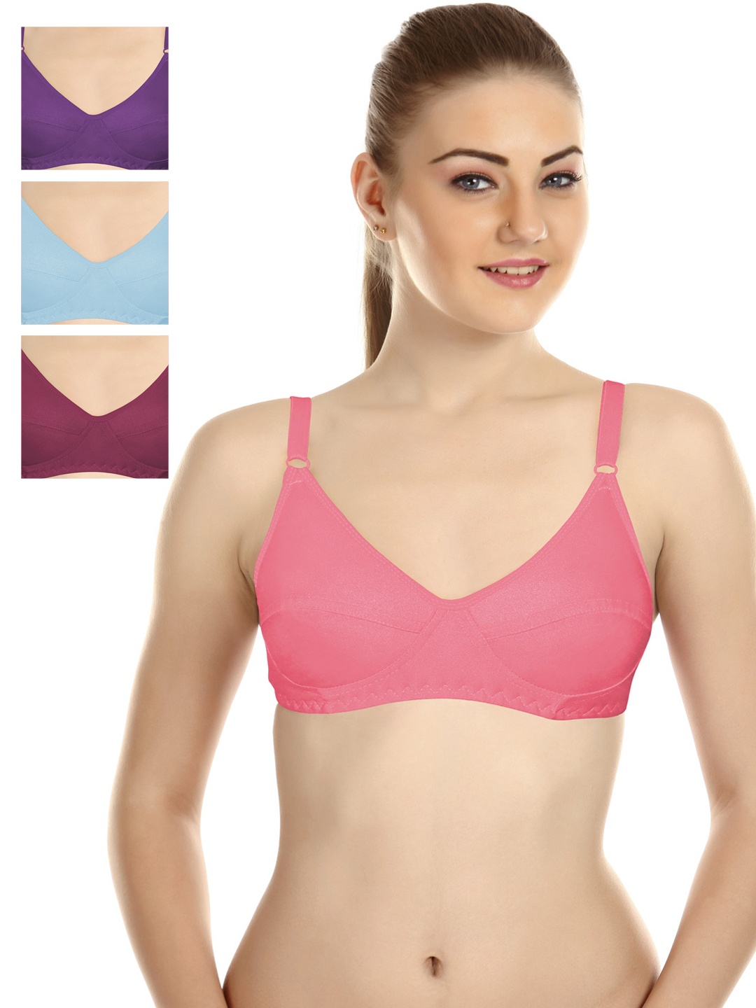 

Souminie Pack of 4 Full-Coverage T-shirt Bras SLY-35, Pink