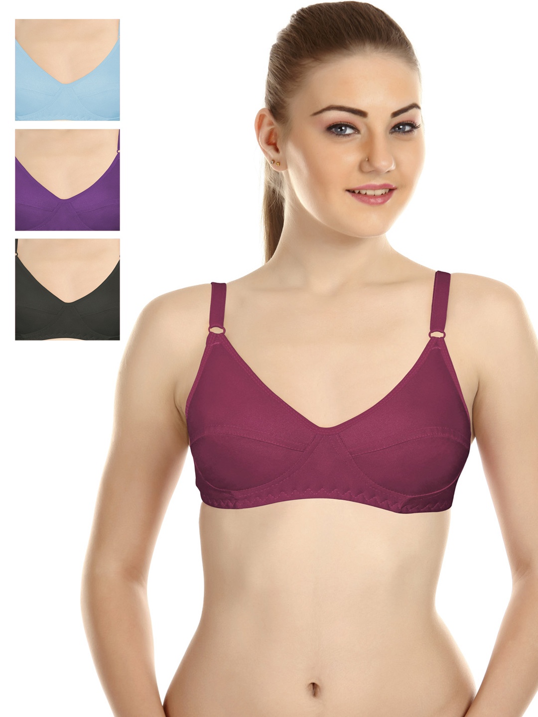 

Souminie Pack of 4 Full-Coverage T-shirt Bras SLY-35, Magenta