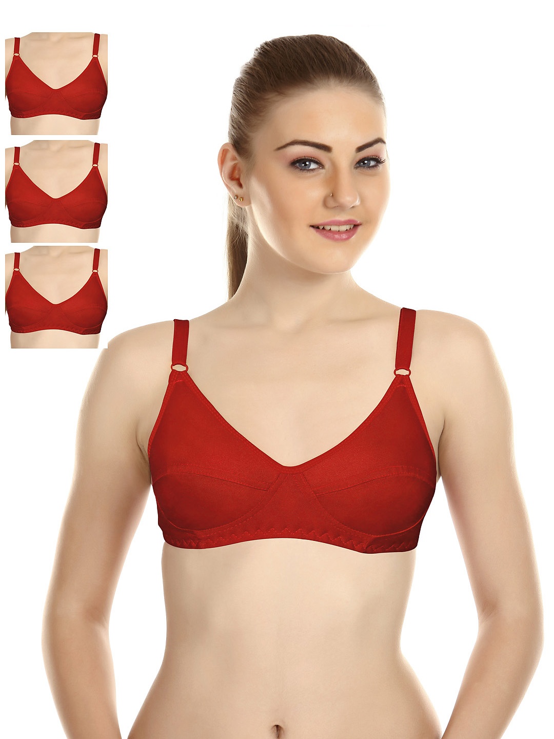 

Souminie Pack of 4 Full-Coverage Bras SLY-35, Red