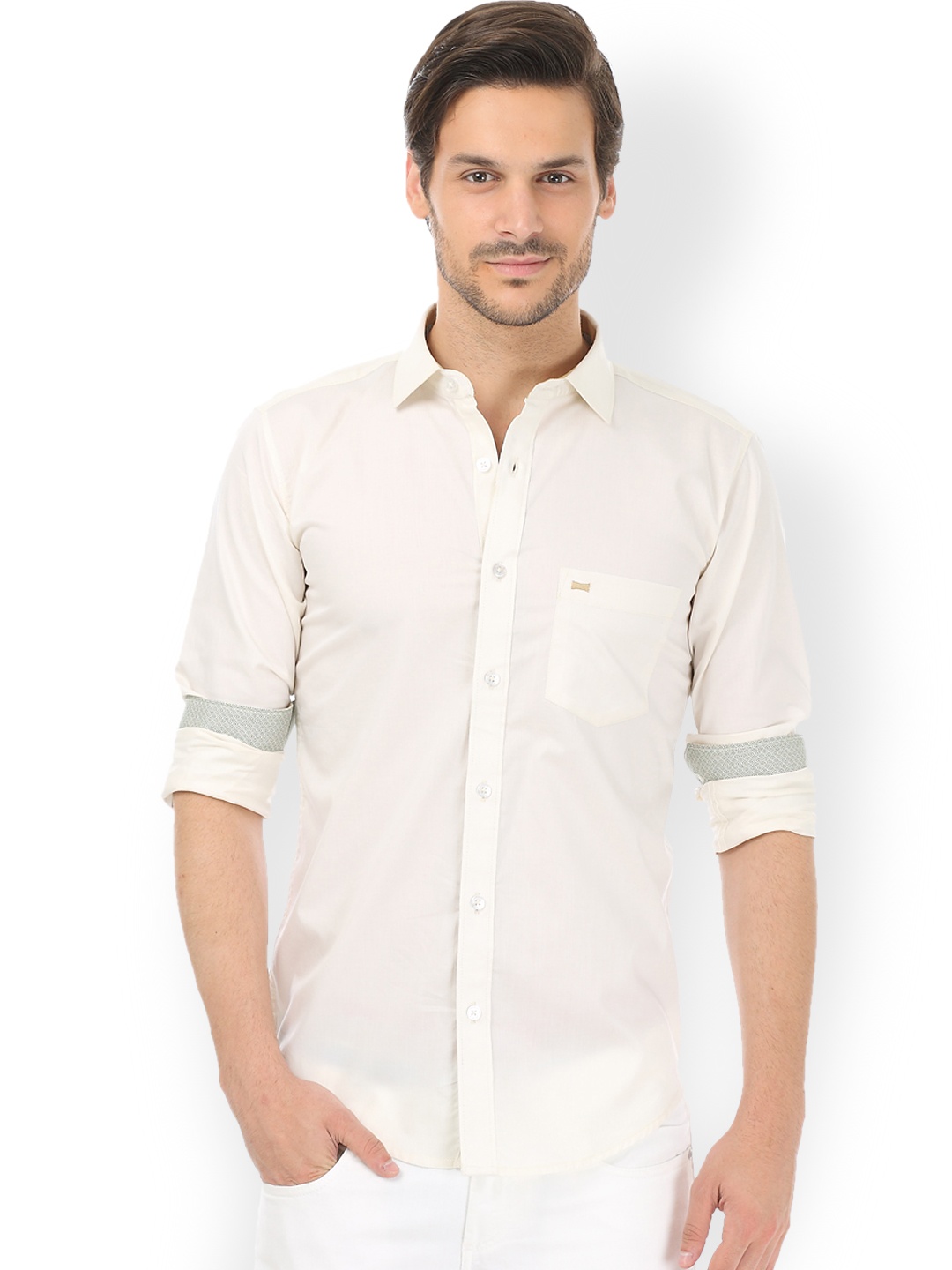 

Basics Off-White Smart Casual Shirt