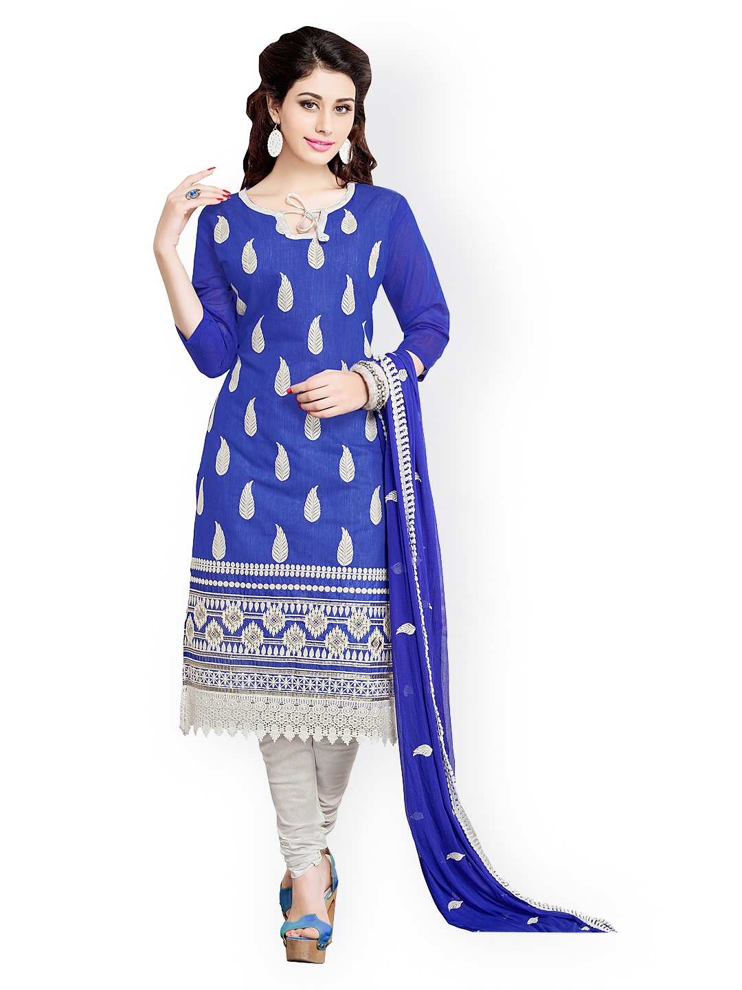 

Blissta Blue & Grey Cotton Embroidered Unstitched Dress Material
