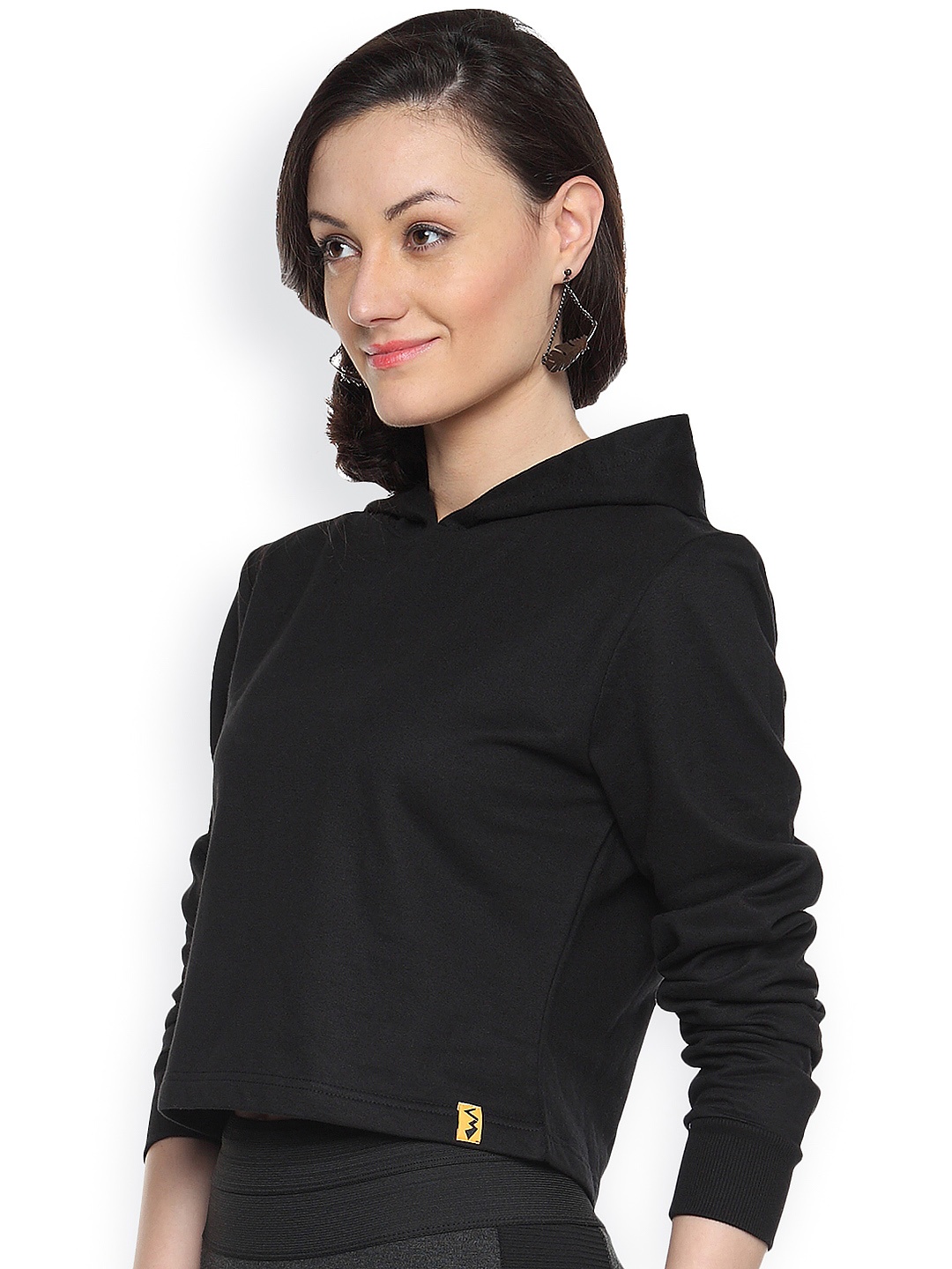 

Campus Sutra Black Cropped Sweatshirt