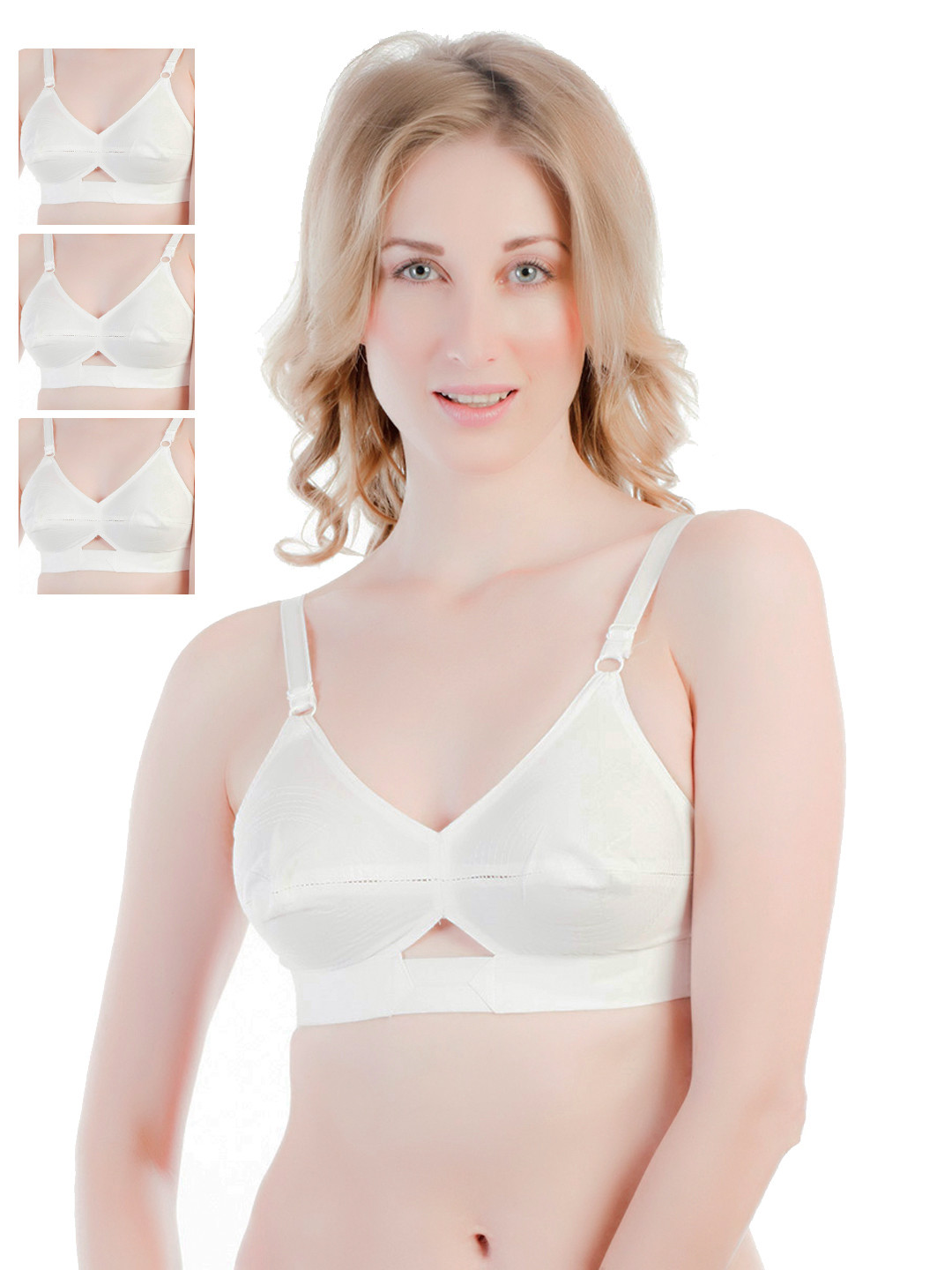 

Centra Pack of 4 Full-Coverage Bras CLY-WH-4P-40DD, White