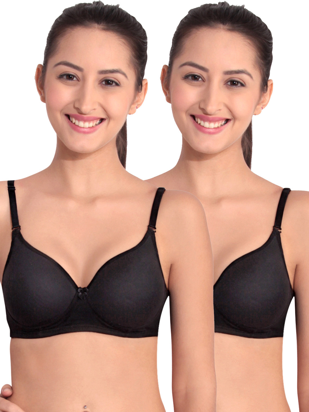

Floret Pack of 2 Full-Coverage Push-Up Bras 3010, Black