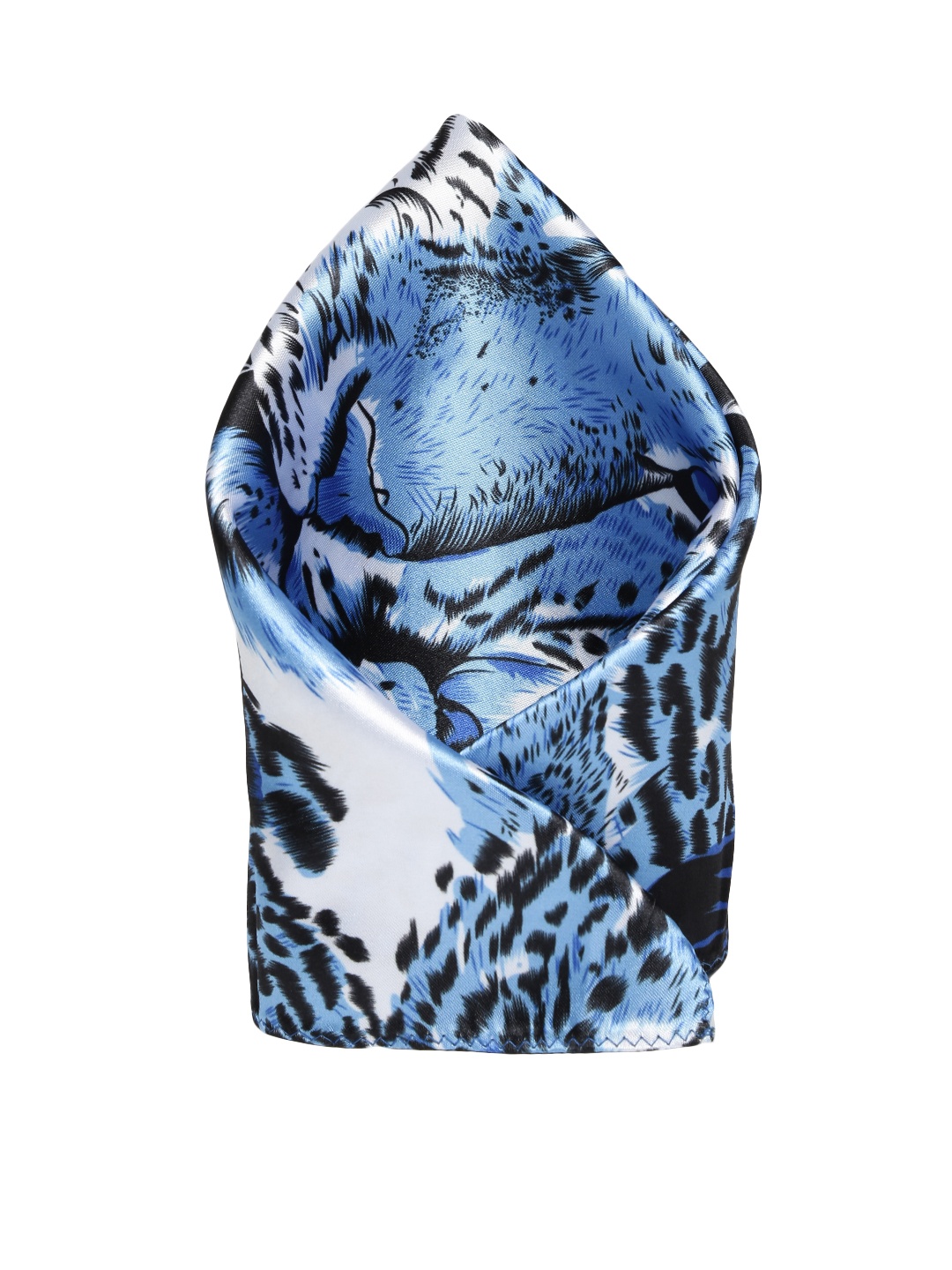 

Alvaro Castagnino Men Blue & Black Tiger Print Pocket Square