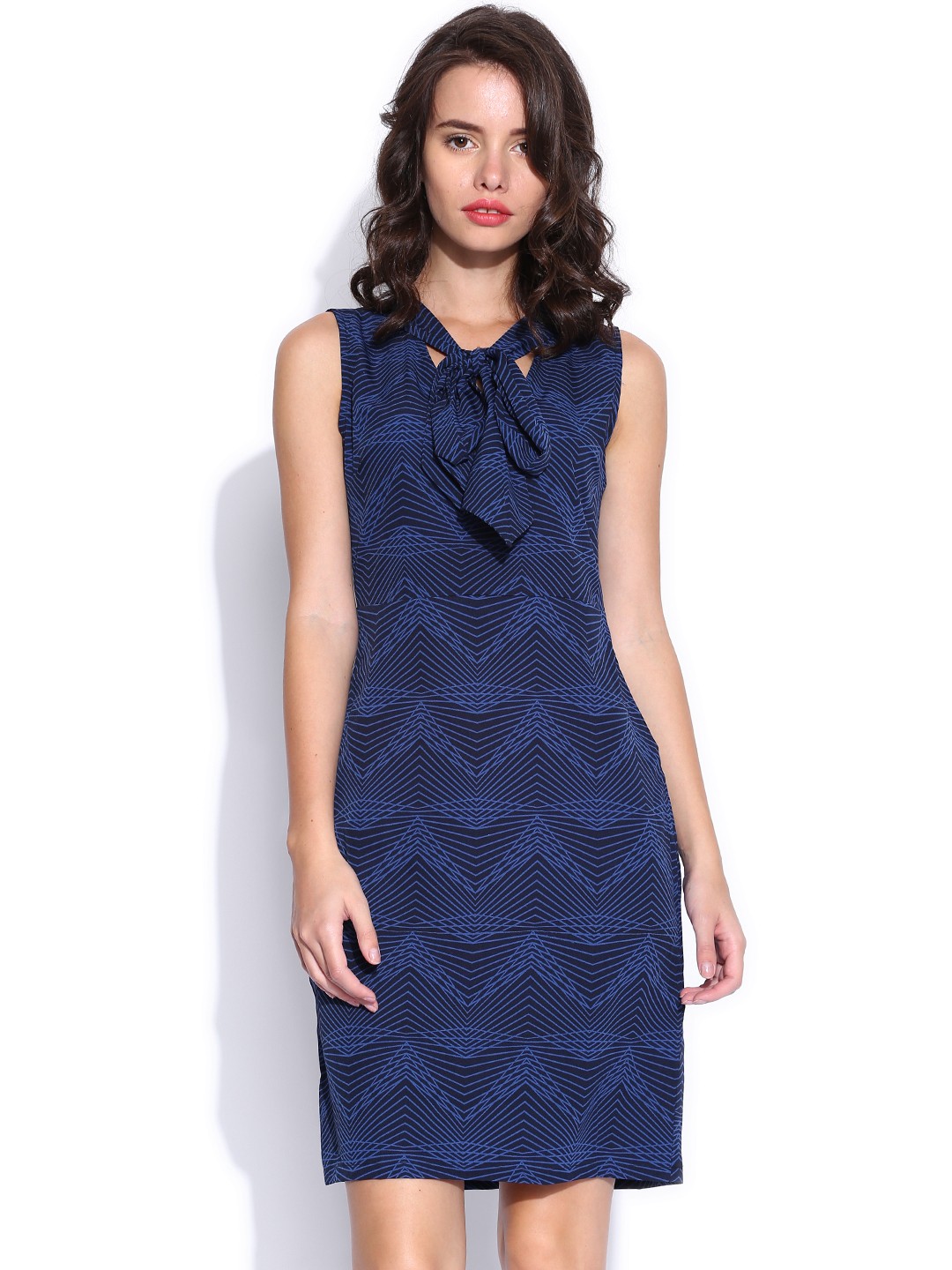 

Tokyo Talkies Blue & Black Printed Sheath Dress