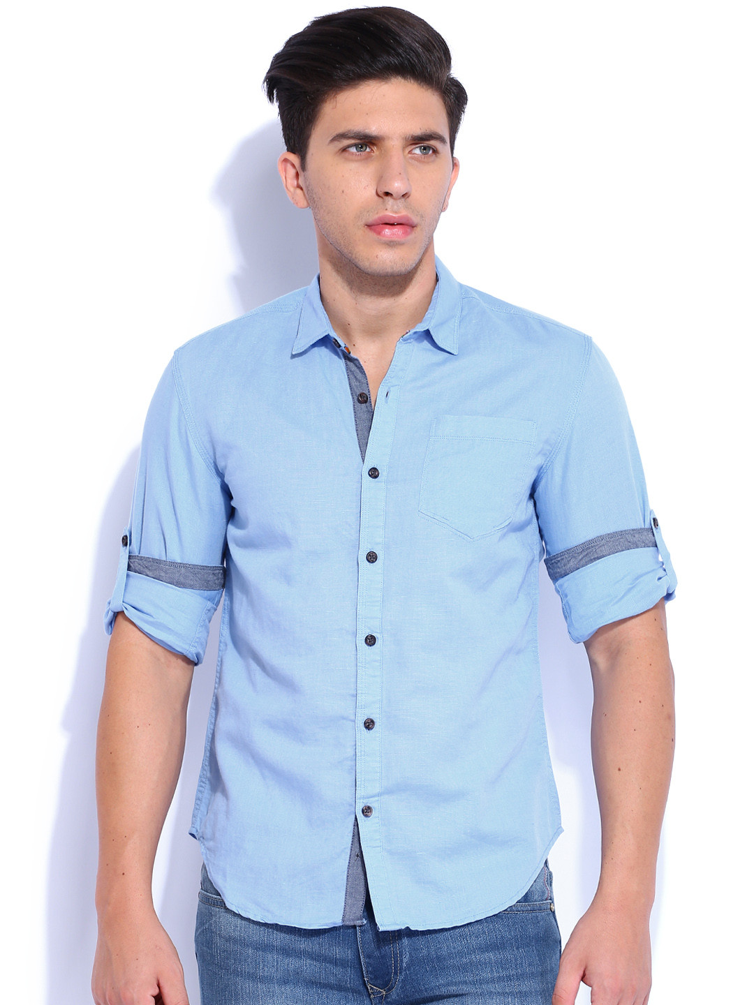 

Locomotive Blue Linen Slim Fit Shirt