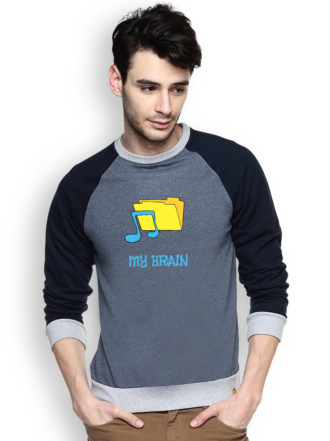 

Campus Sutra Grey Printed Sweatshirt