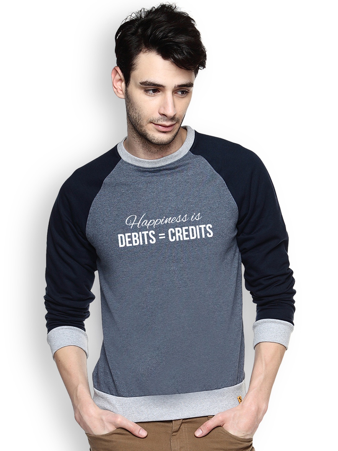 

Campus Sutra Grey Printed Sweatshirt