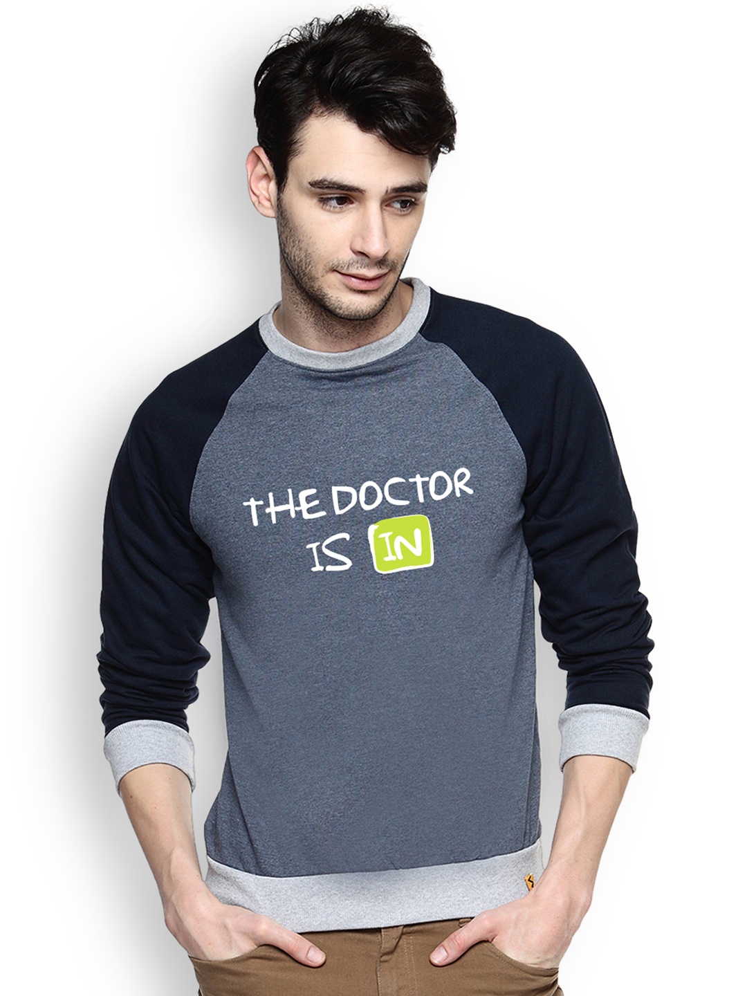 

Campus Sutra Grey Printed Sweatshirt