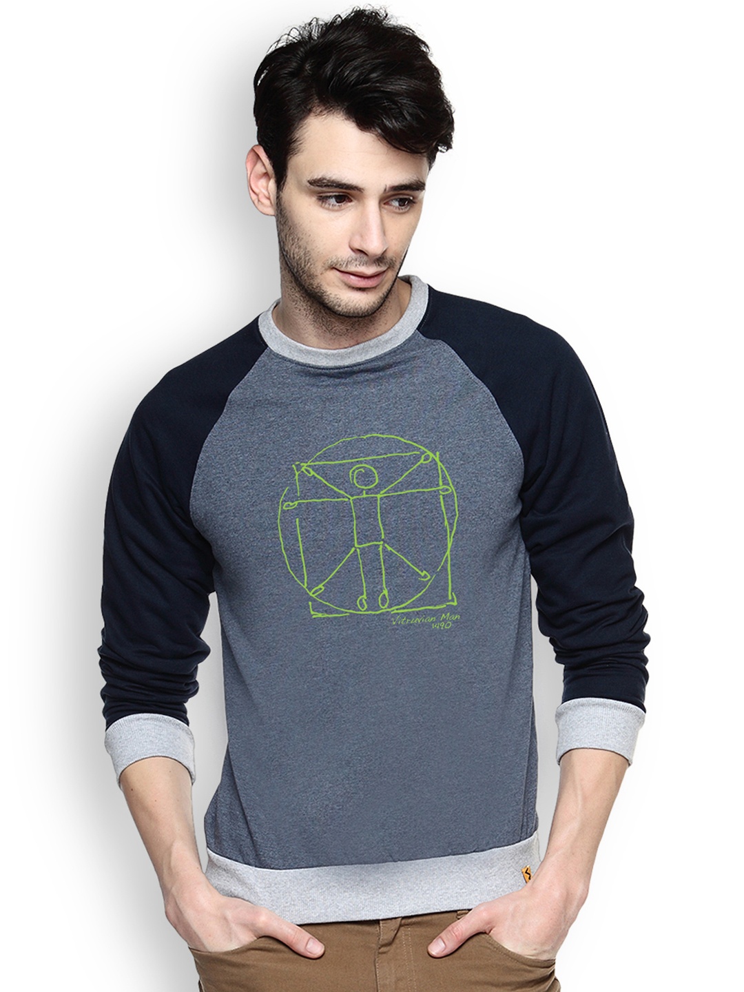 

Campus Sutra Blue Printed Sweatshirt