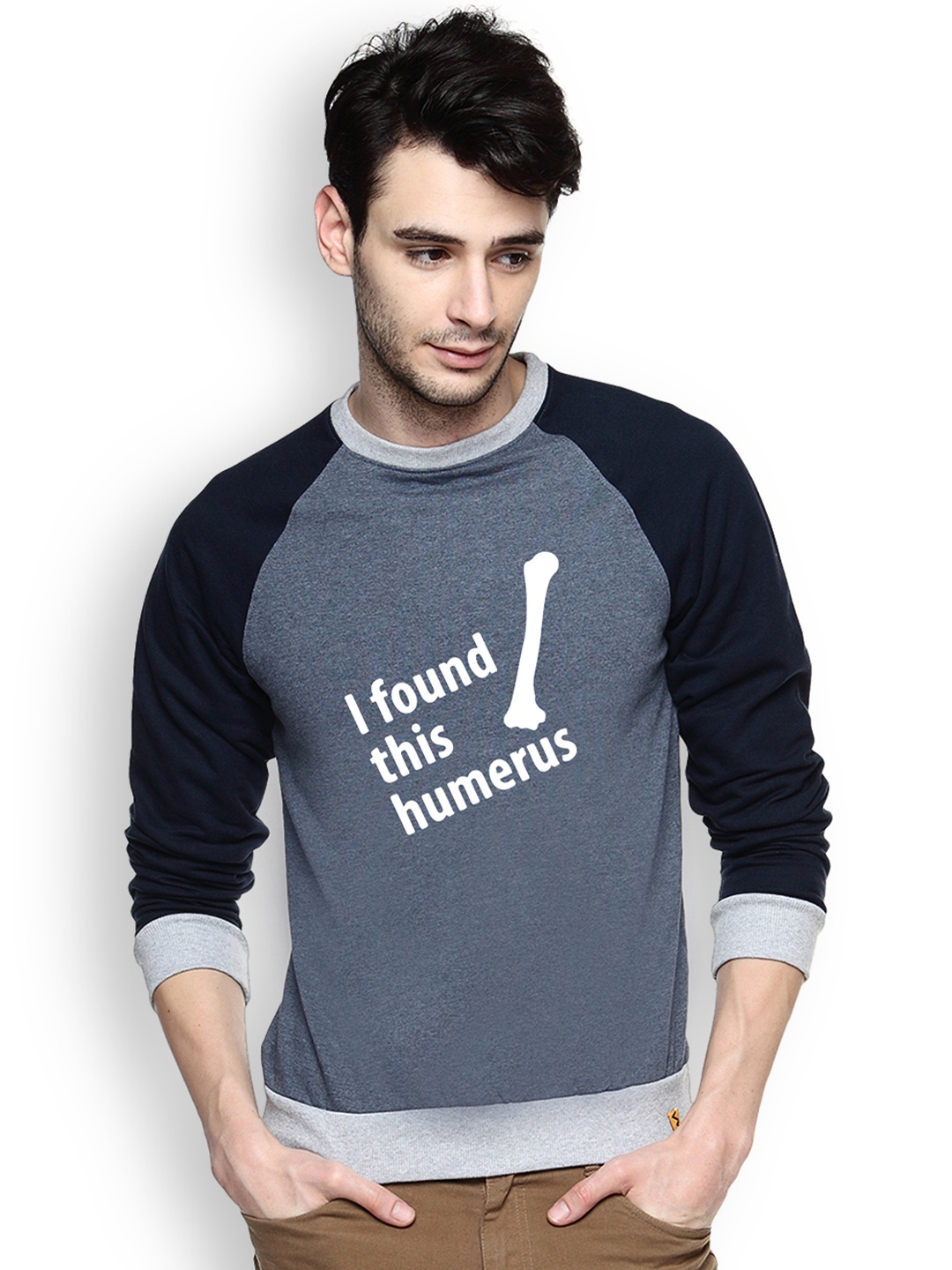 

Campus Sutra Blue Printed Sweatshirt