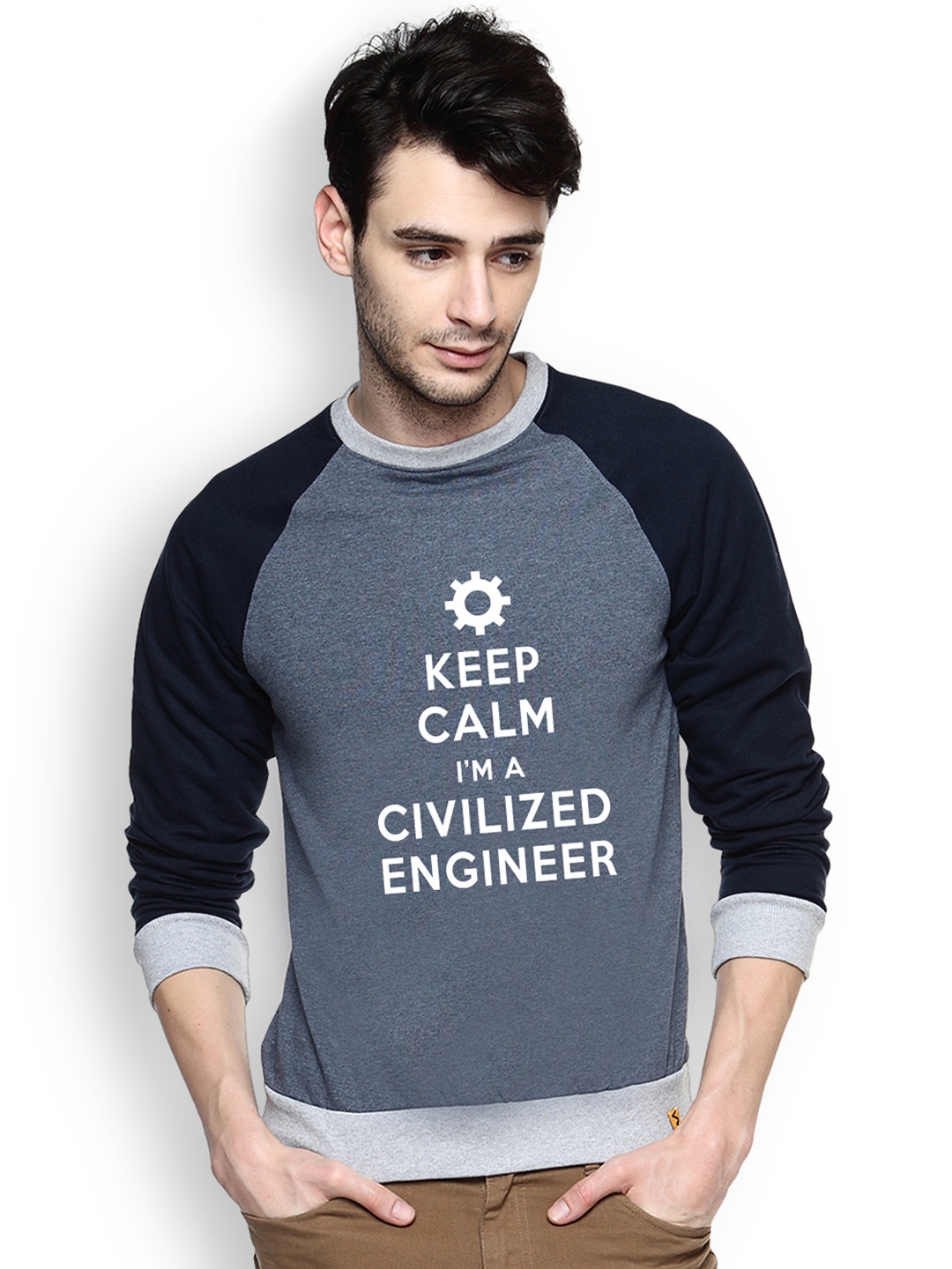 

Campus Sutra Blue Printed Sweatshirt