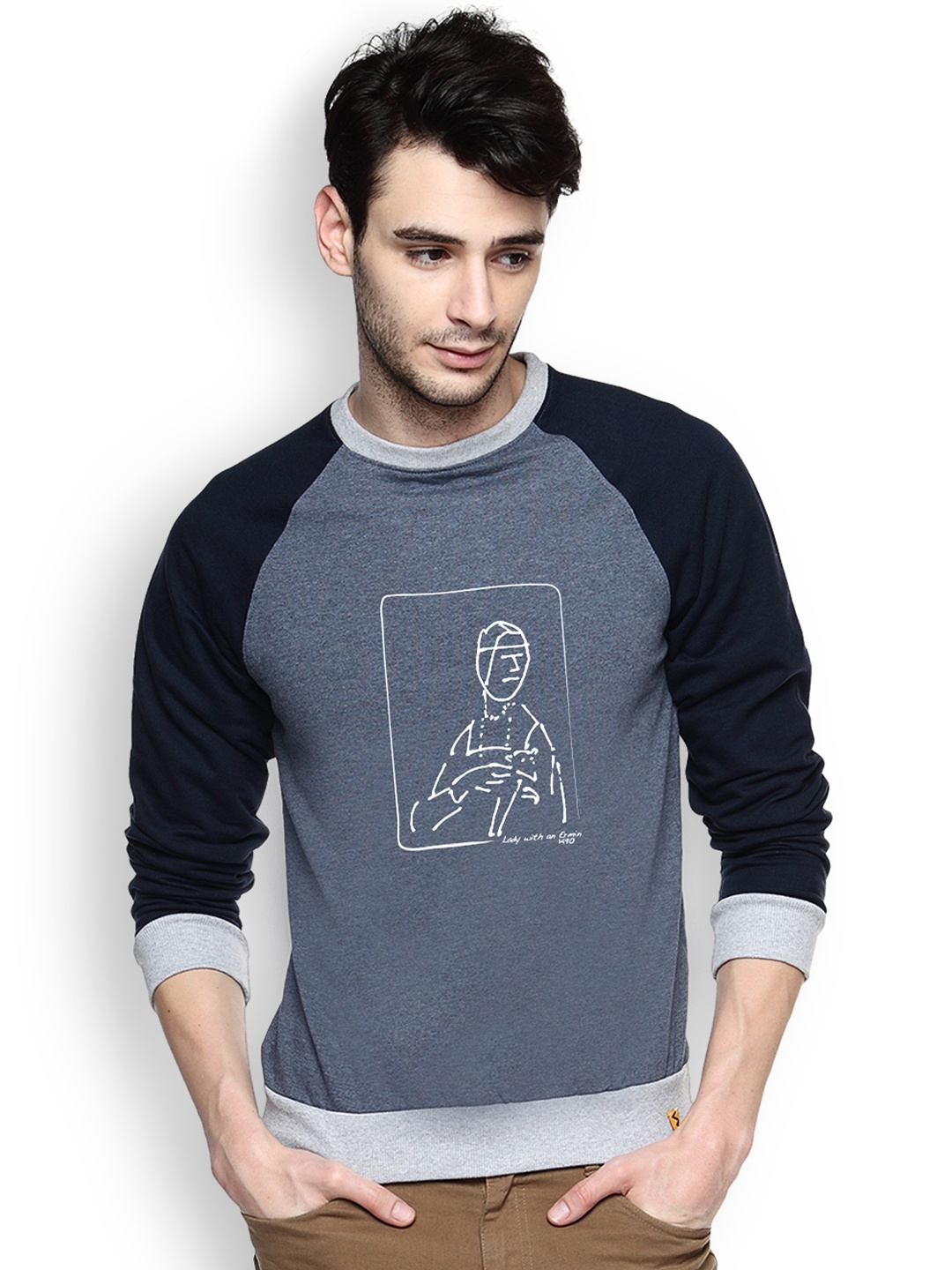 

Campus Sutra Blue Printed Sweatshirt