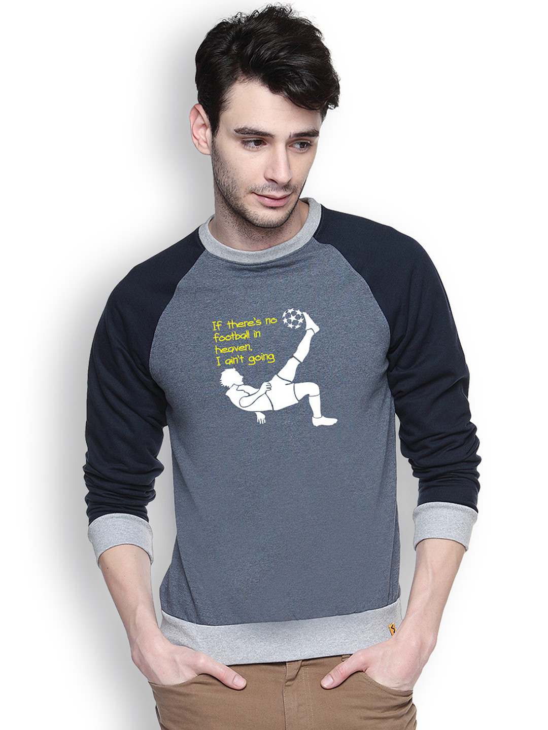 

Campus Sutra Blue Printed Sweatshirt