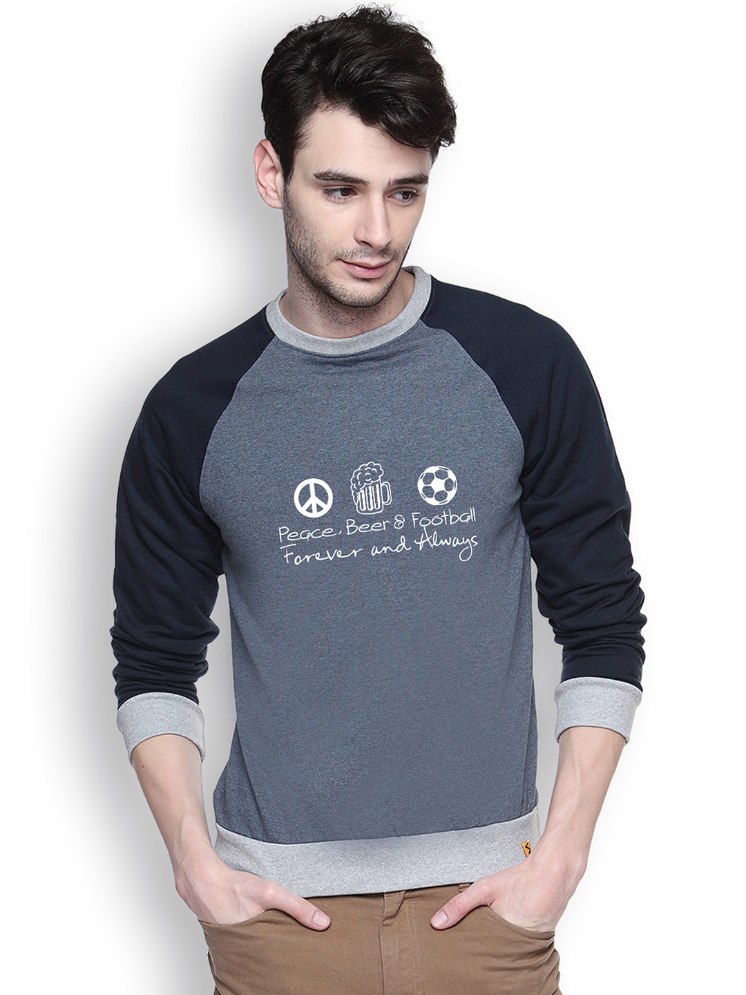 

Campus Sutra Blue Printed Sweatshirt