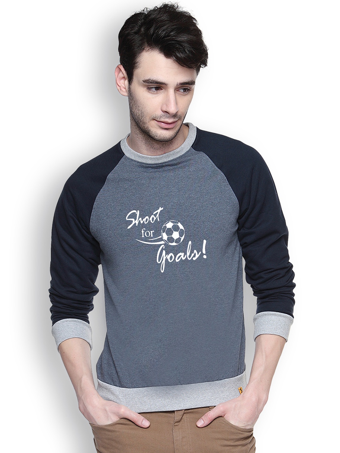 

Campus Sutra Blue Printed Sweatshirt