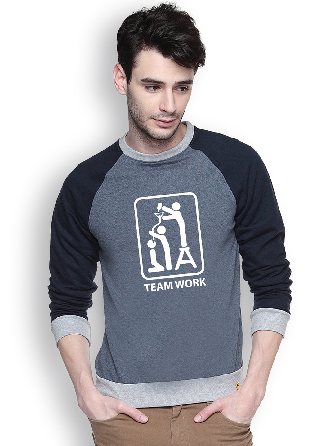 

Campus Sutra Blue Printed Sweatshirt