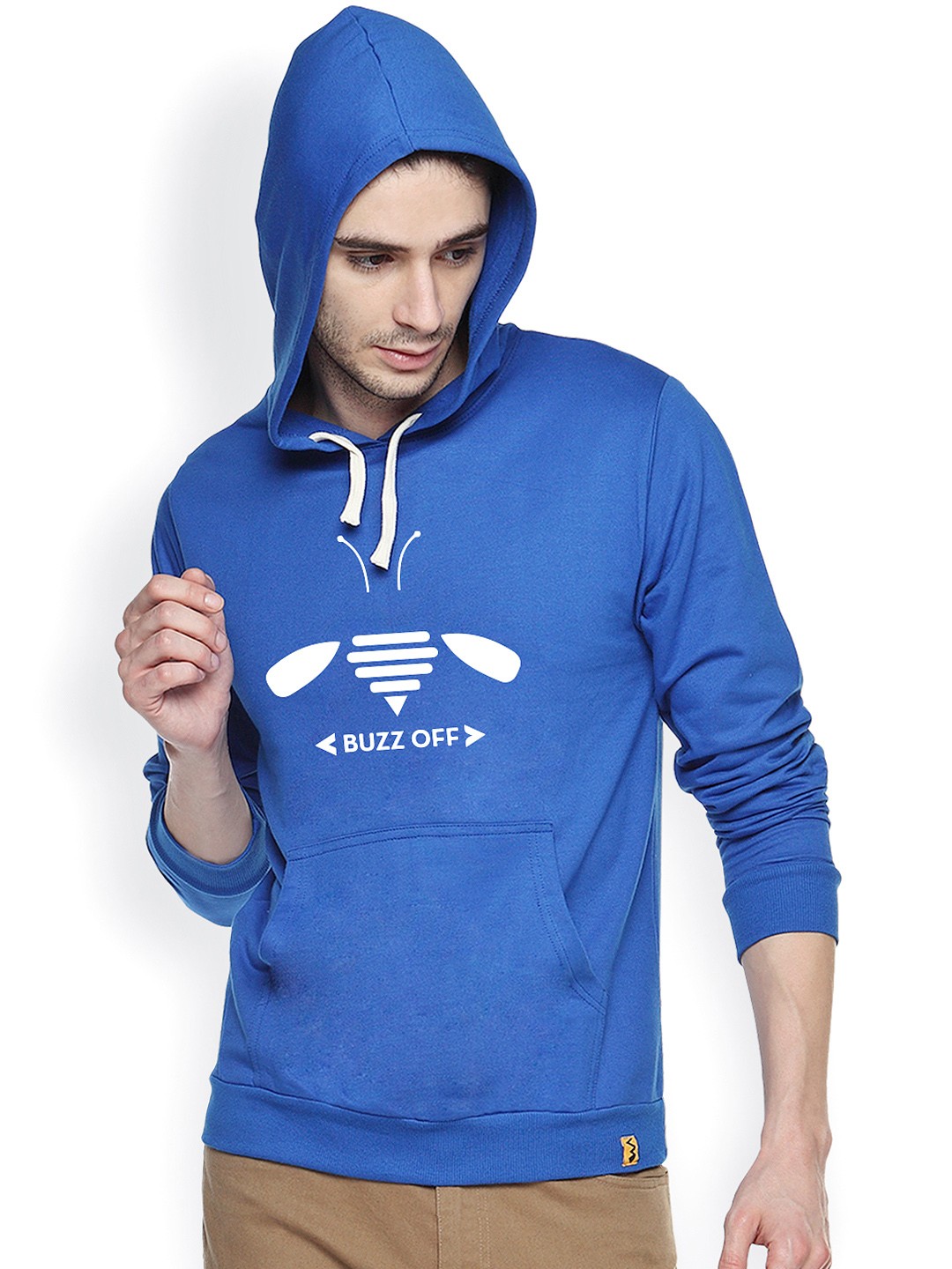 

Campus Sutra Blue Printed Hooded Sweatshirt