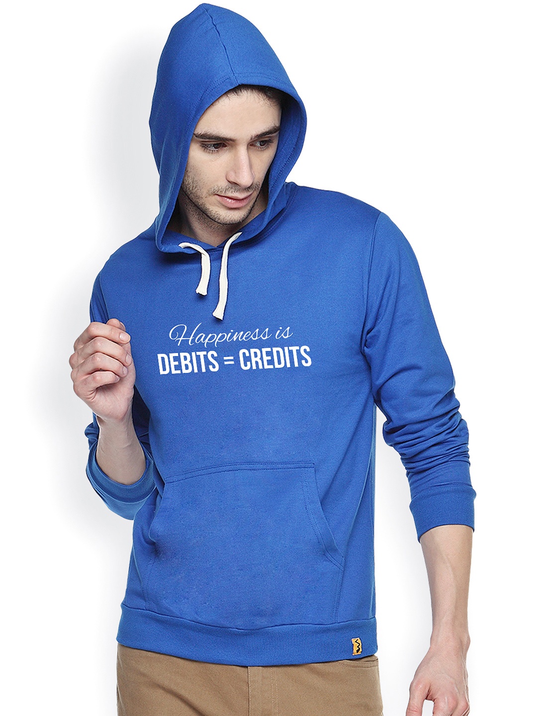 

Campus Sutra Blue Printed Hooded Sweatshirt