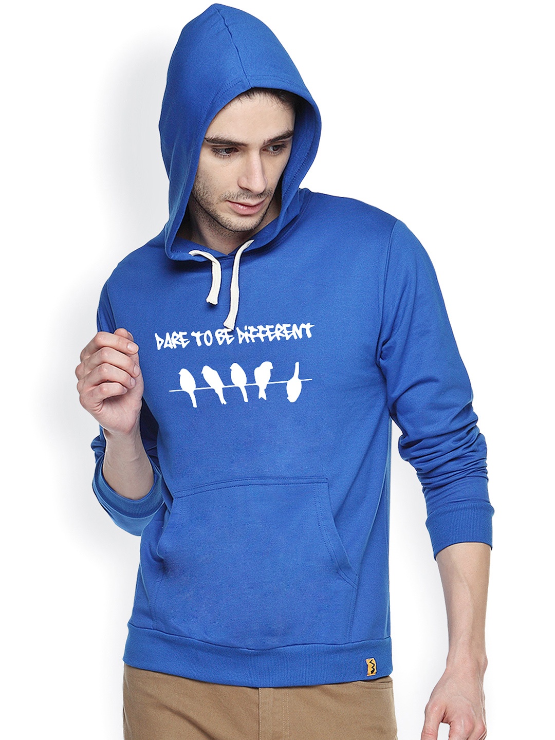

Campus Sutra Blue Printed Hooded Sweatshirt