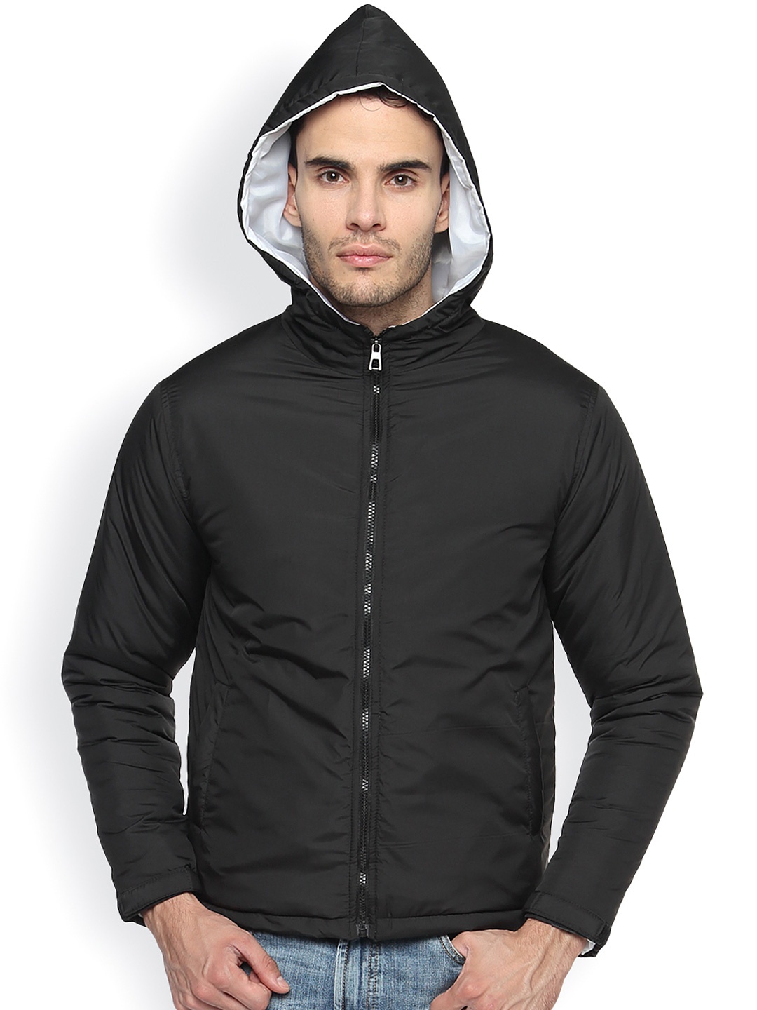 

Campus Sutra Black Hooded Jacket