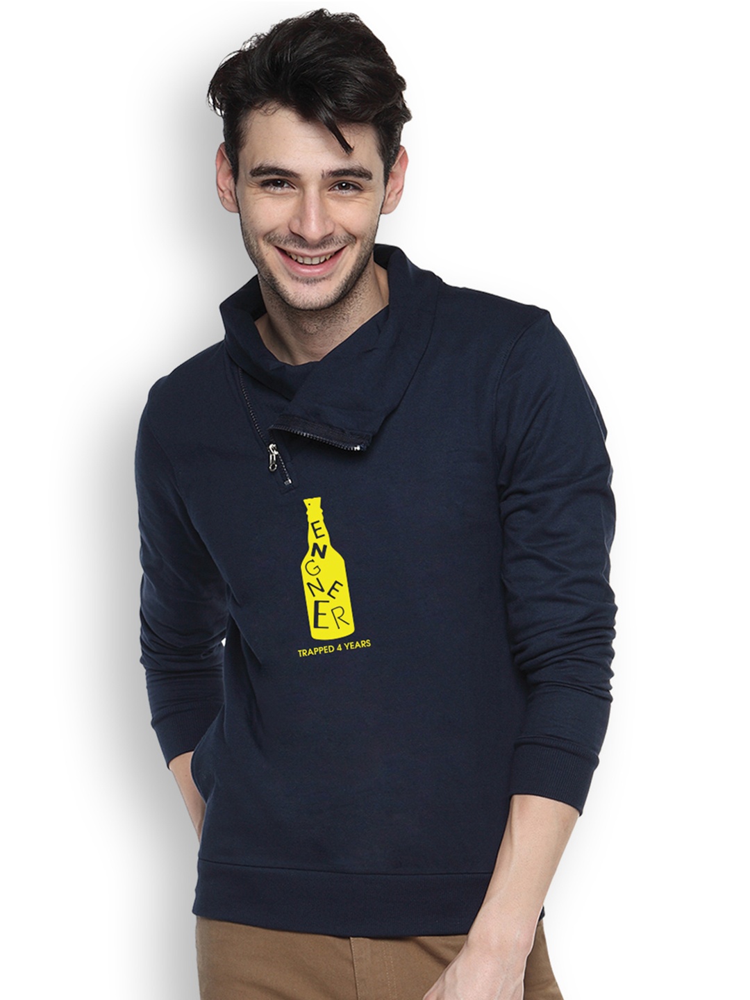 

Campus Sutra Navy Printed Sweatshirt, Navy blue