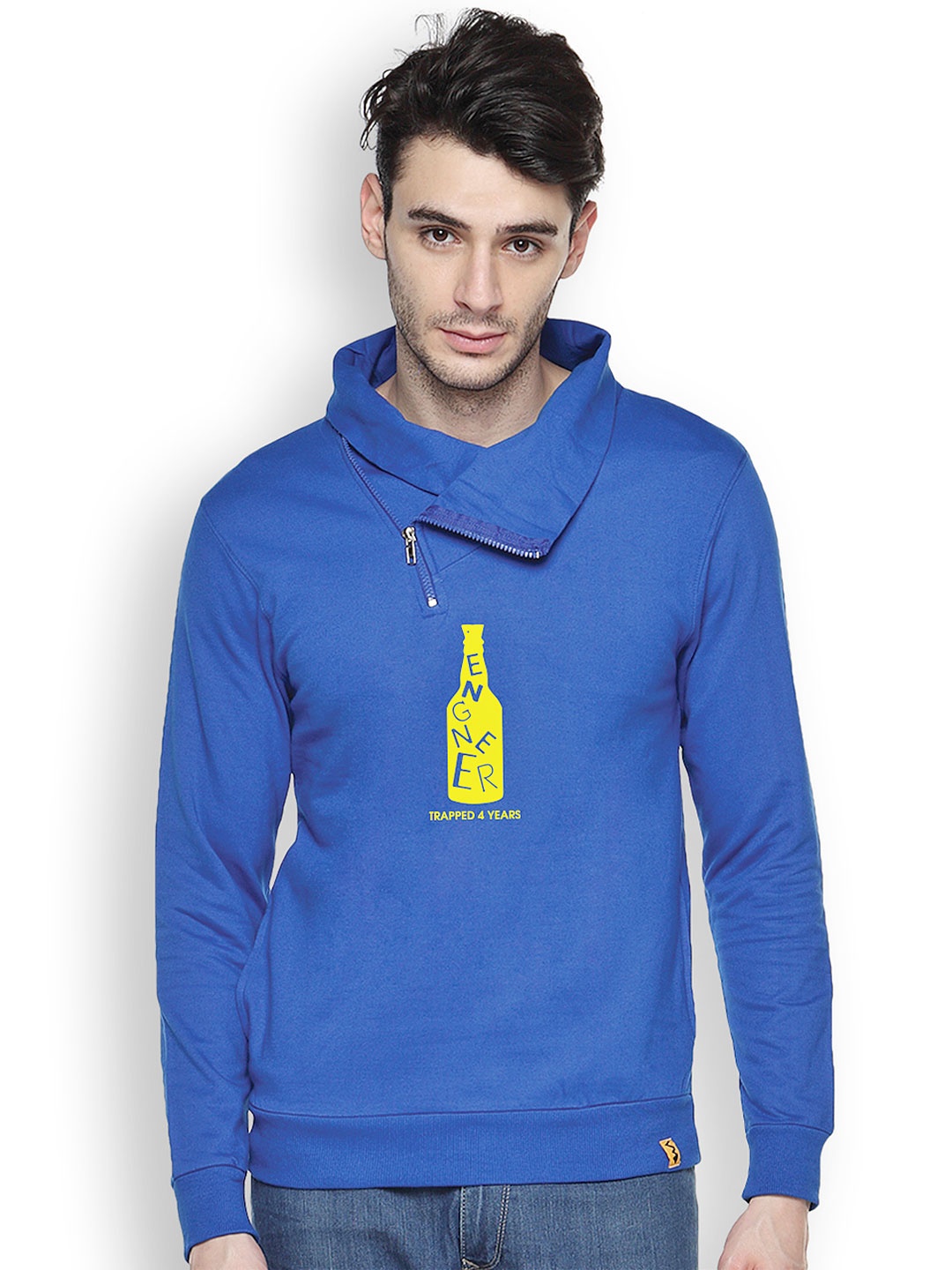 

Campus Sutra Blue Printed Sweatshirt