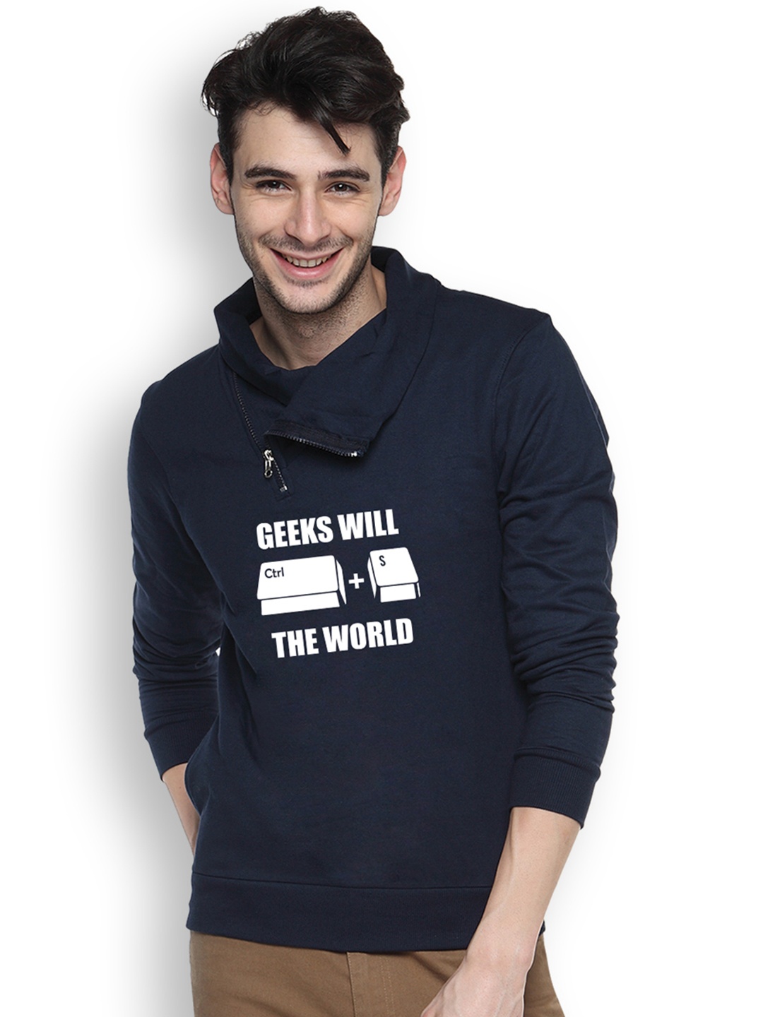 

Campus Sutra Navy Printed Sweatshirt, Navy blue