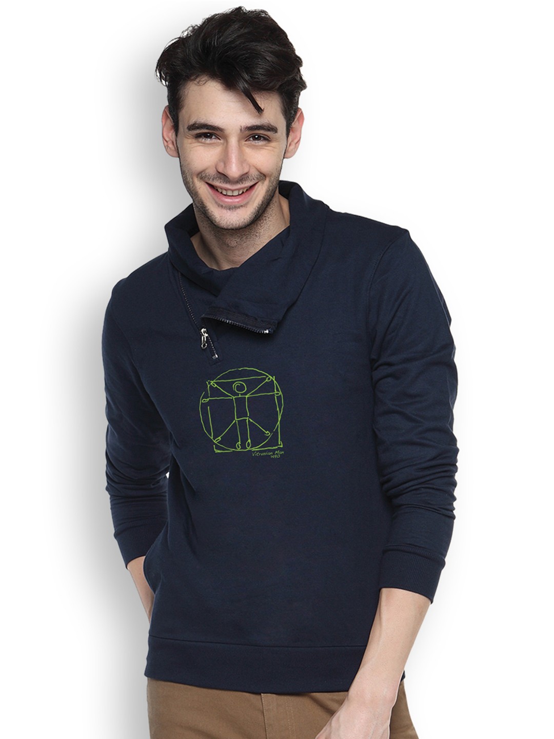 

Campus Sutra Navy Printed Sweatshirt, Navy blue