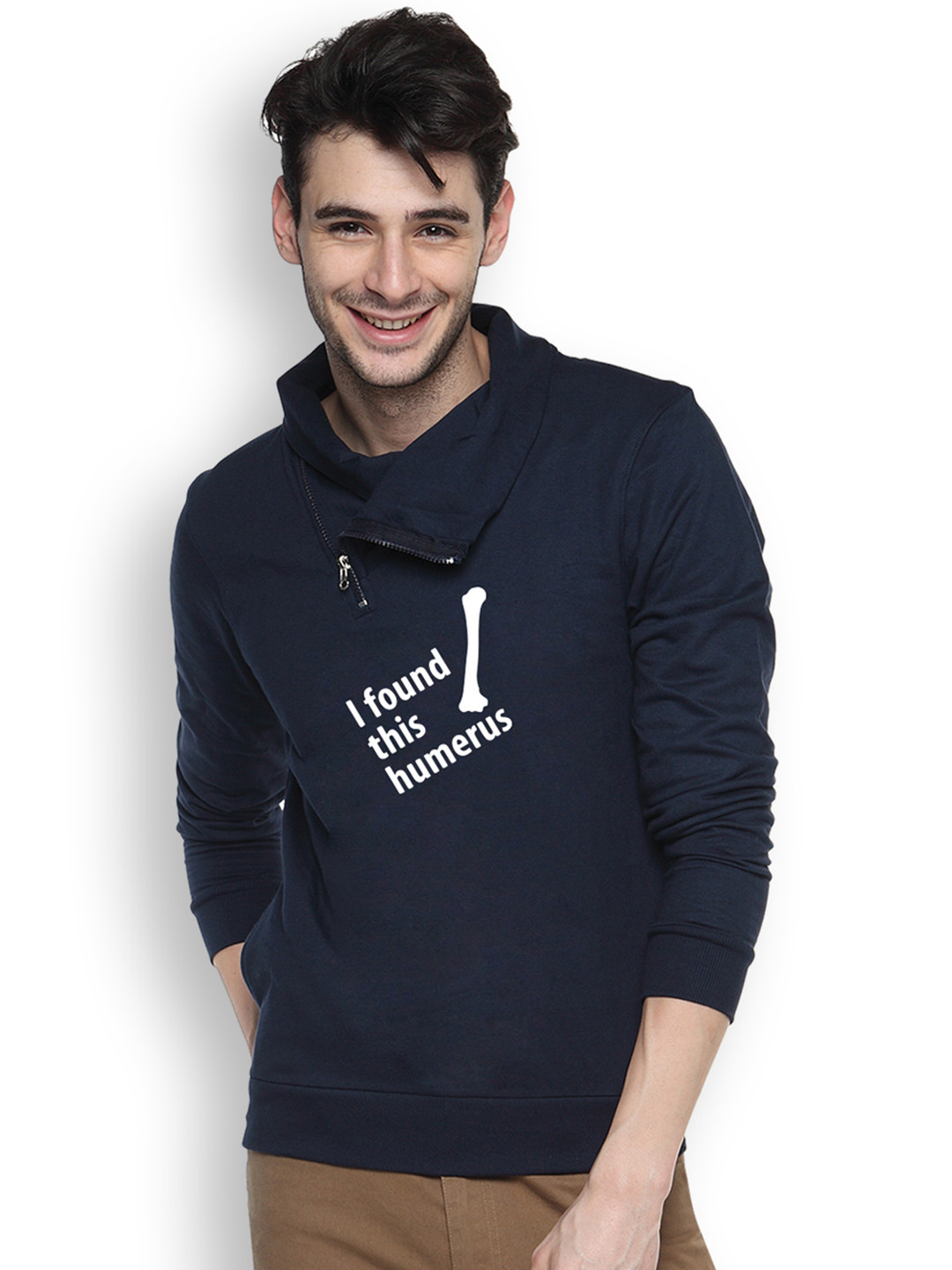

Campus Sutra Navy Printed Sweatshirt, Navy blue
