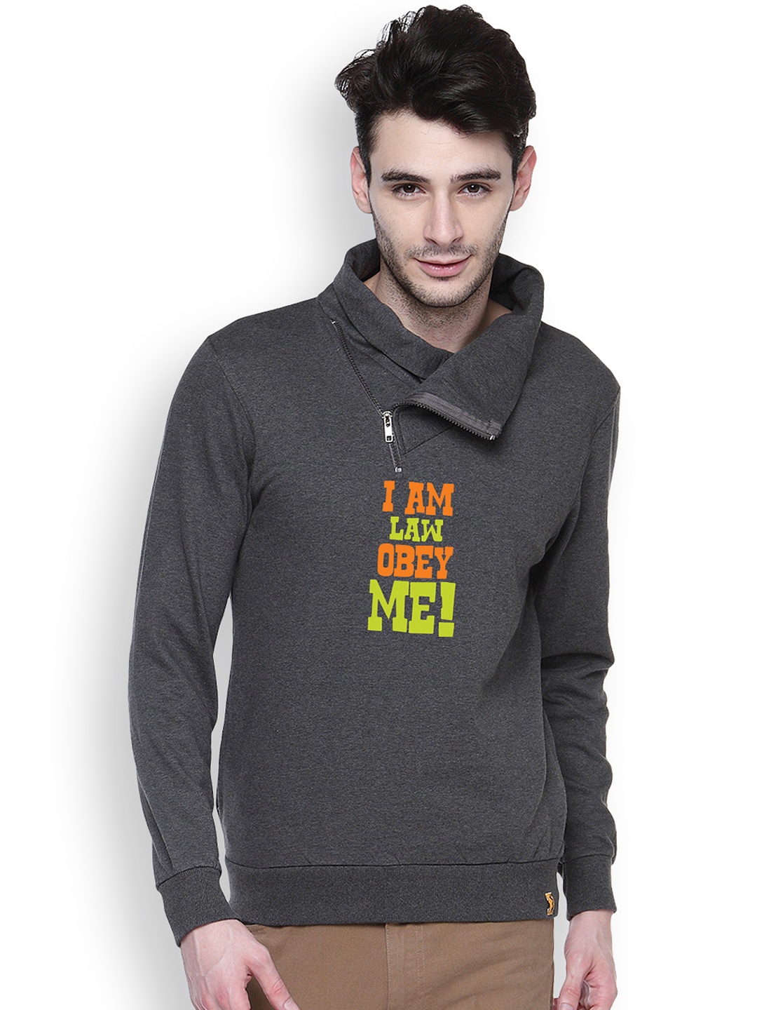 

Campus Sutra Charcoal Grey Printed Sweatshirt