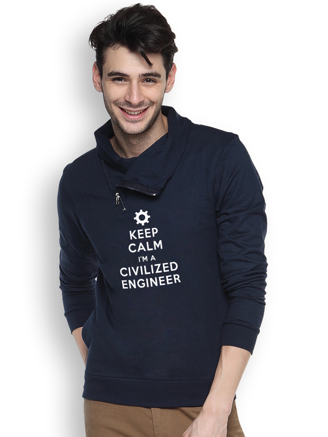 

Campus Sutra Navy Printed Sweatshirt, Navy blue