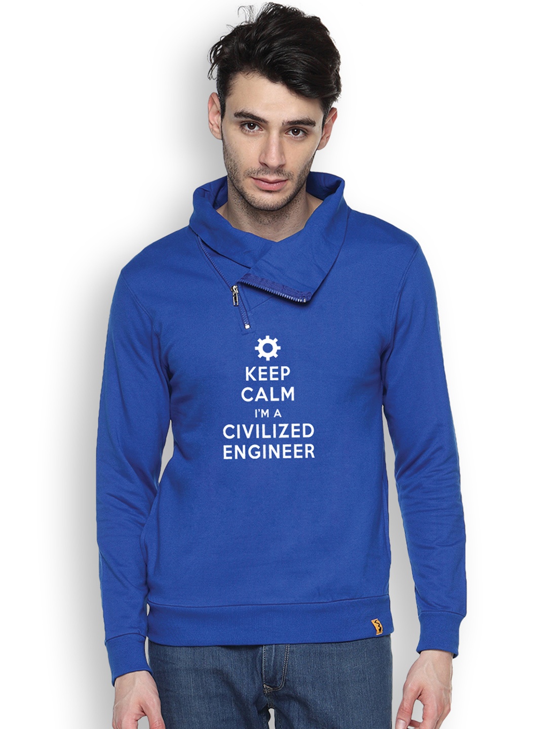 

Campus Sutra Blue Printed Sweatshirt