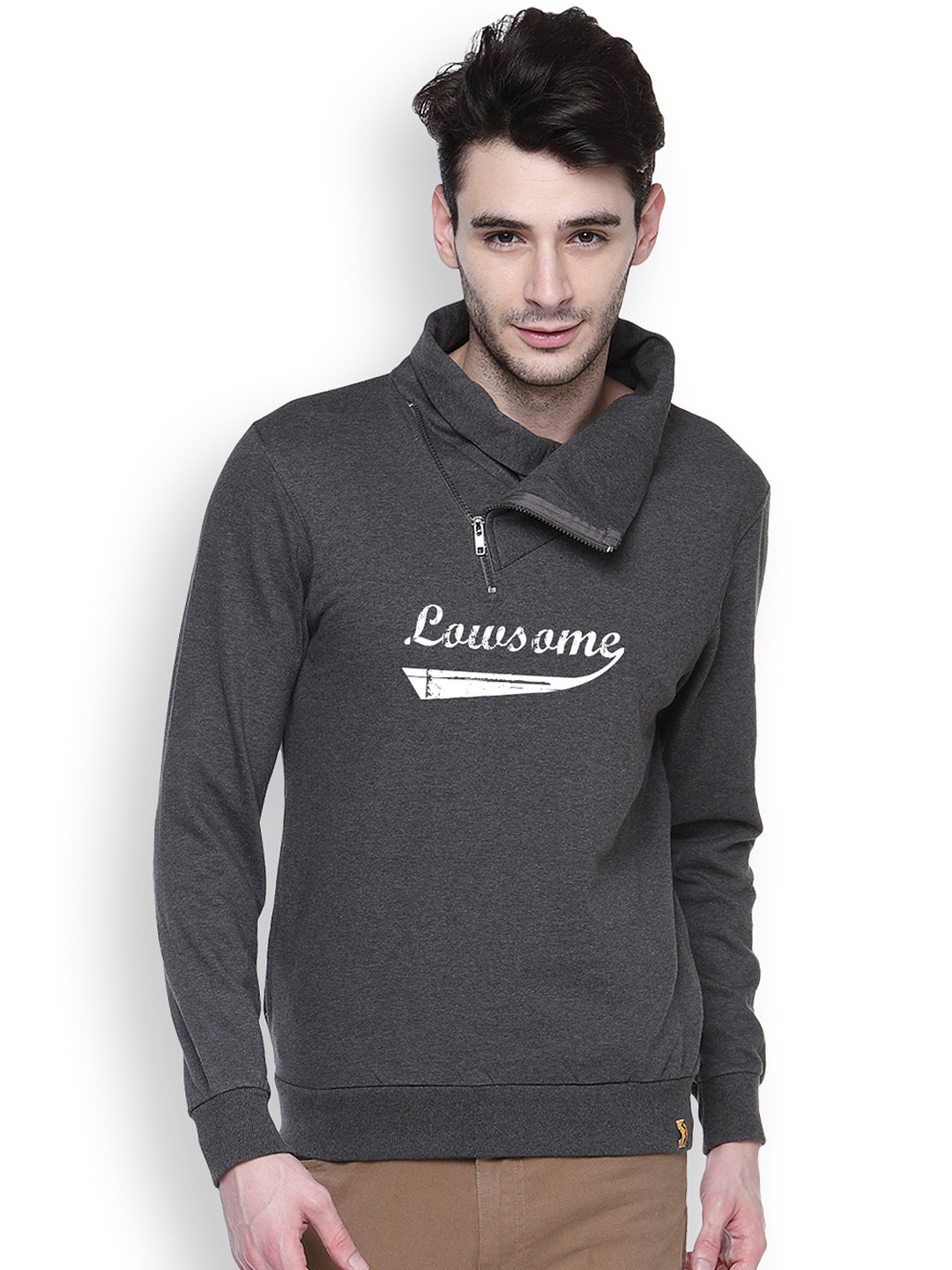 

Campus Sutra Charcoal Grey Printed Sweatshirt