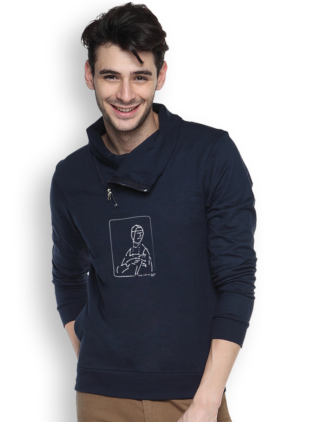 

Campus Sutra Navy Printed Sweatshirt, Navy blue