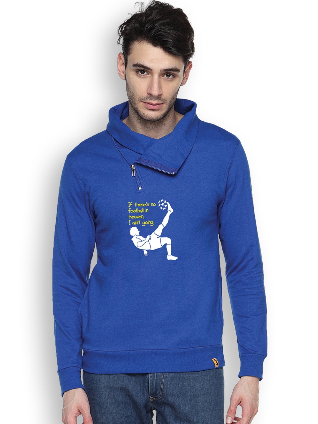 

Campus Sutra Blue Printed Sweatshirt