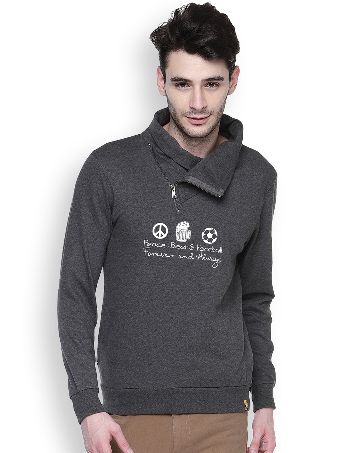 

Campus Sutra Charcoal Grey Printed Sweatshirt
