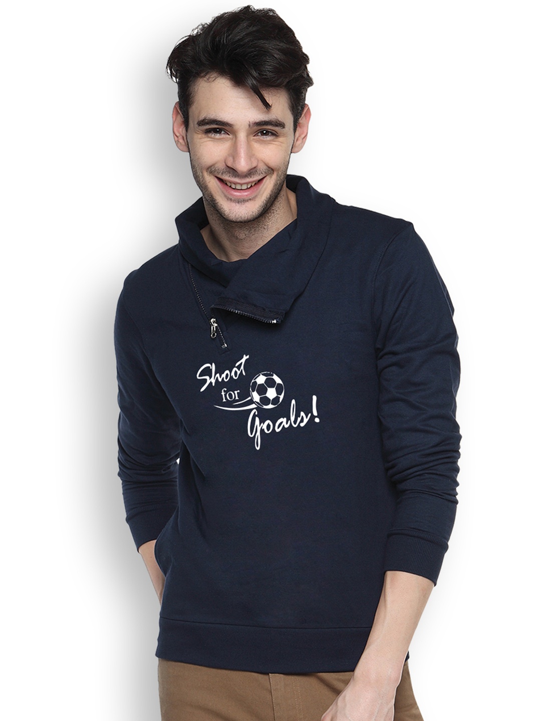 

Campus Sutra Navy Printed Sweatshirt, Navy blue