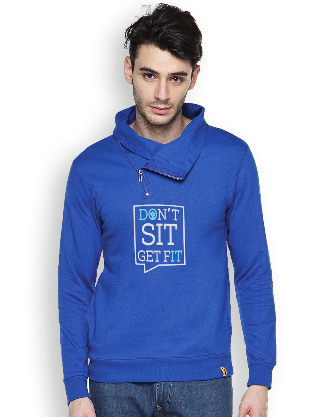 

Campus Sutra Blue Printed Sweatshirt