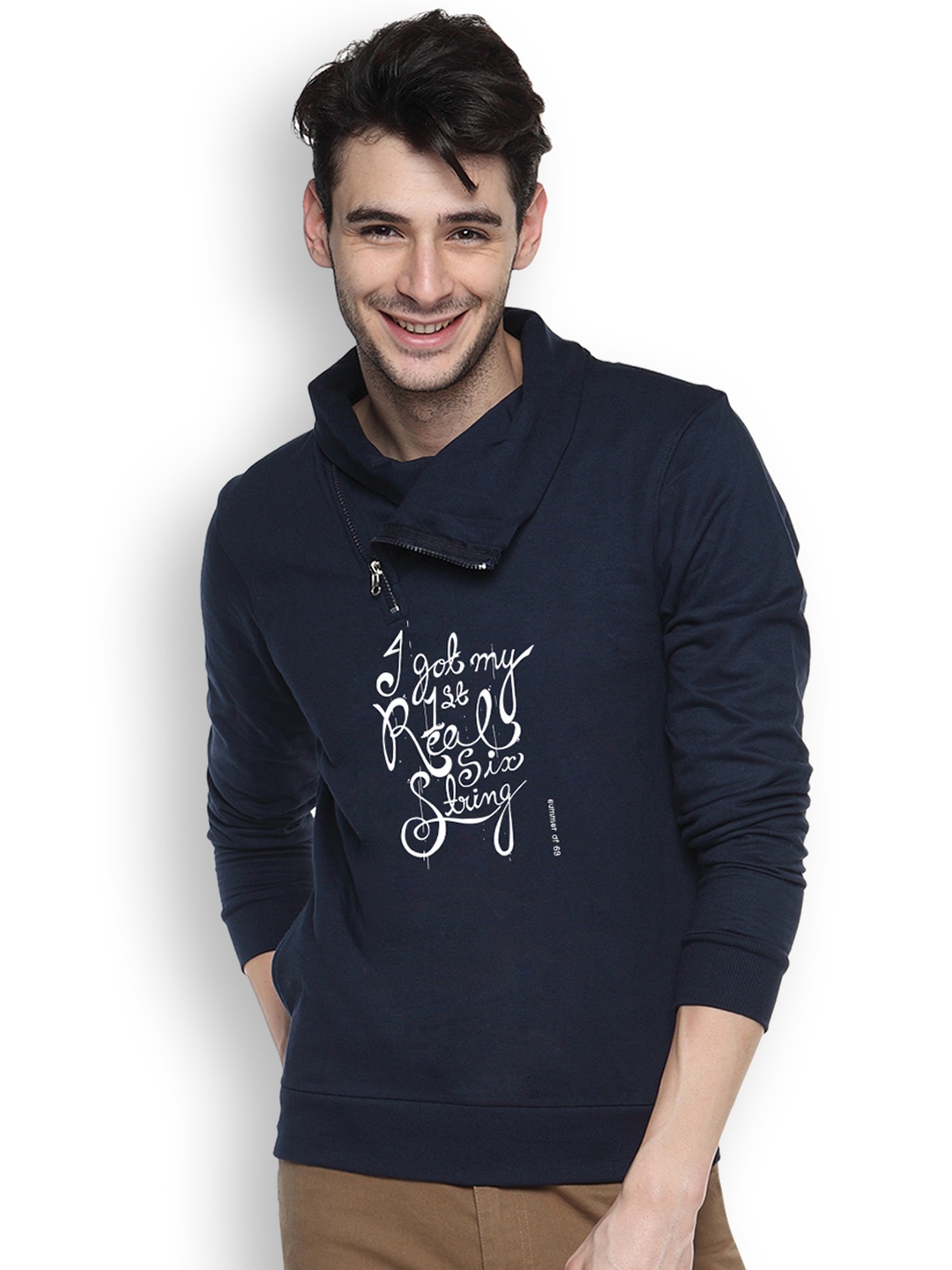 

Campus Sutra Navy Printed Sweatshirt, Navy blue