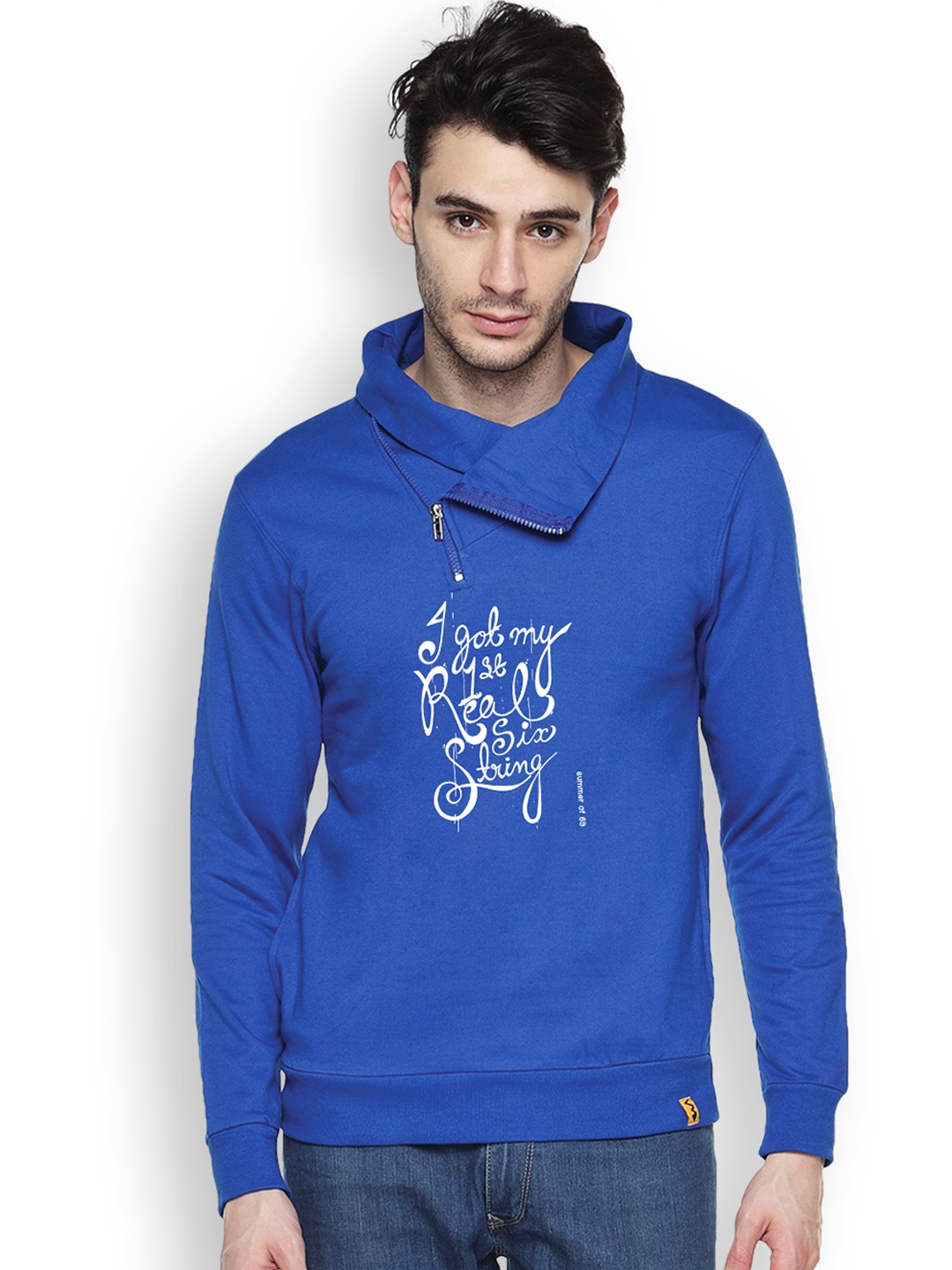 

Campus Sutra Blue Printed Sweatshirt