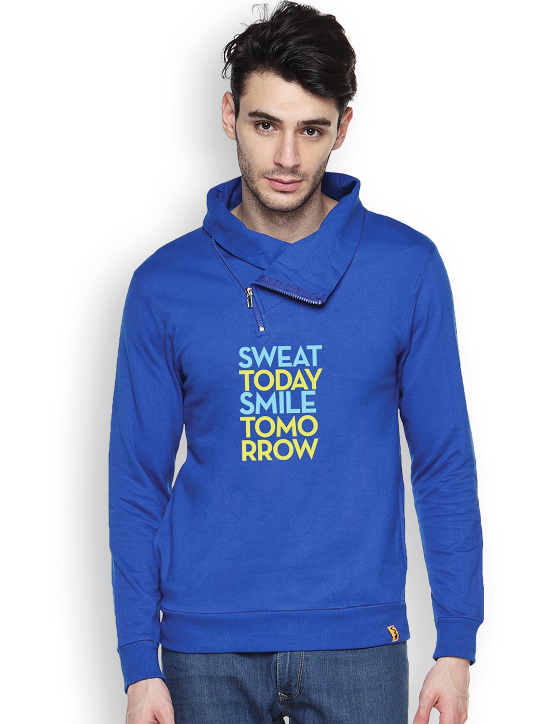 

Campus Sutra Blue Printed Sweatshirt
