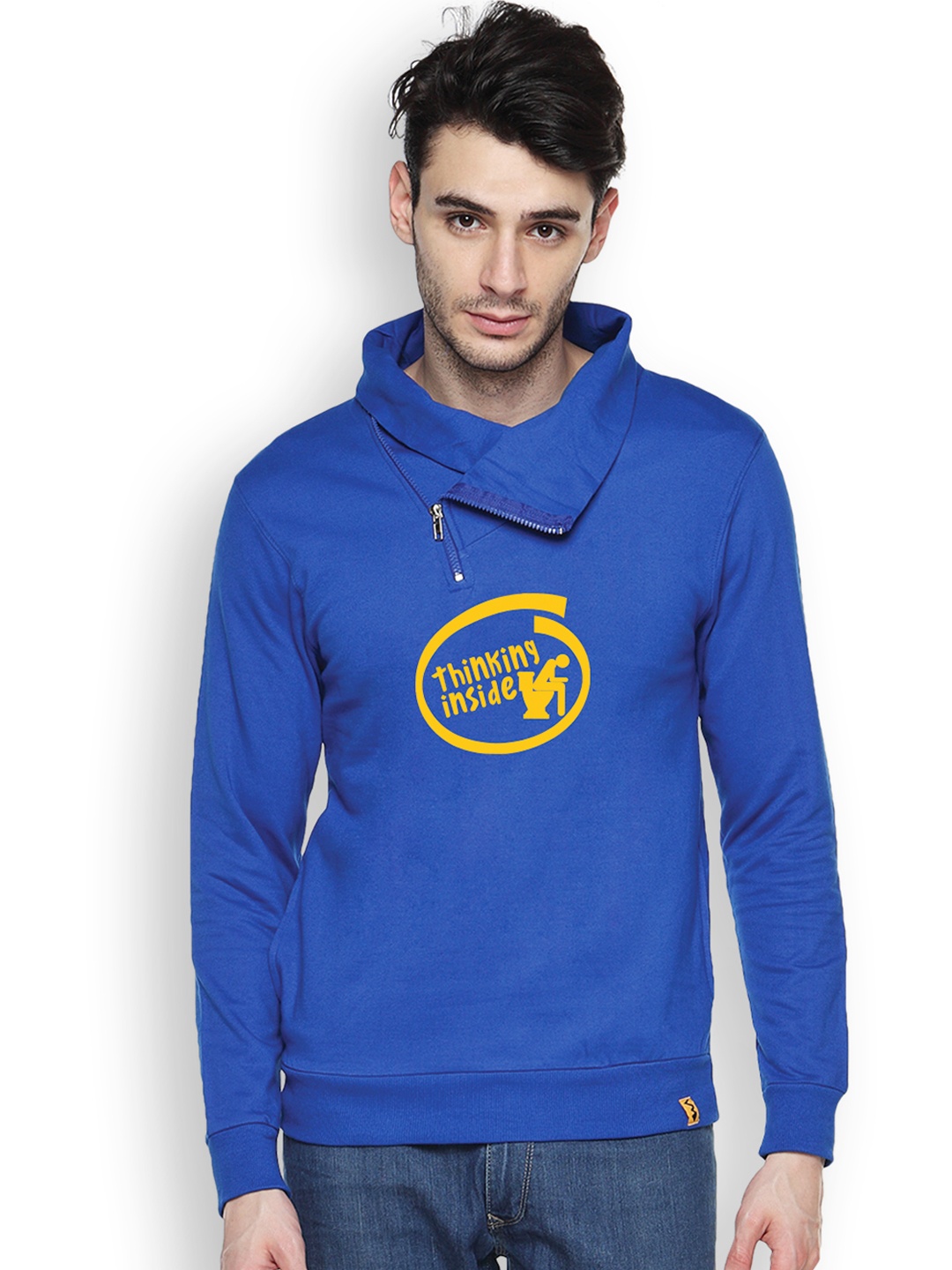 

Campus Sutra Blue Printed Sweatshirt