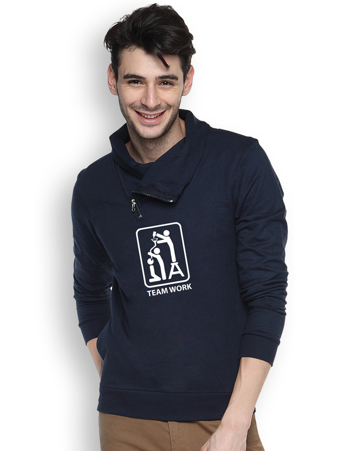 

Campus Sutra Navy Printed Sweatshirt, Navy blue