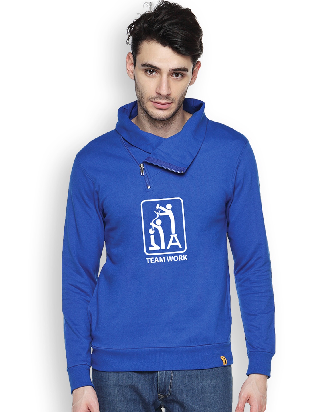 

Campus Sutra Blue Printed Sweatshirt