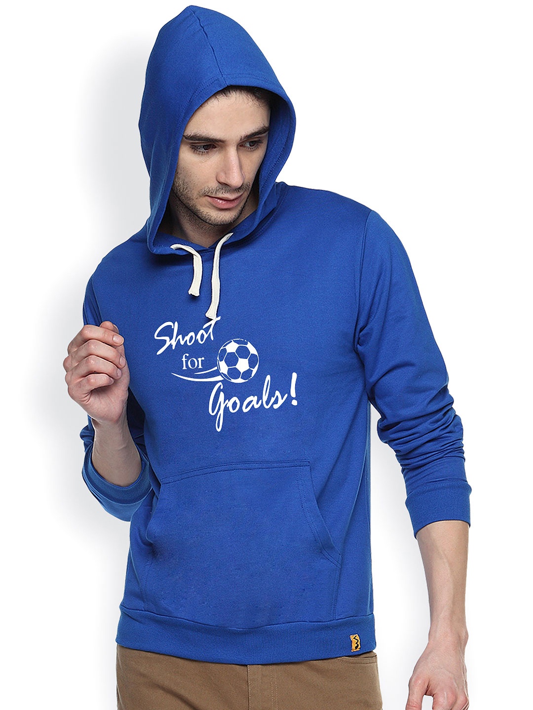 

Campus Sutra Blue Printed Hooded Sweatshirt